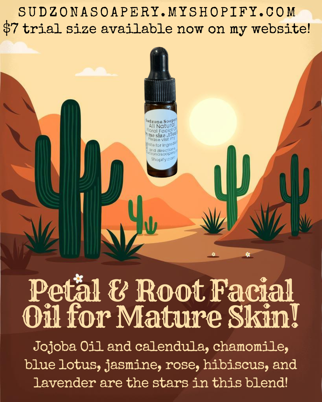 Petal & Root All Natural Mature Skin Facial Oil -Trial Size 5ml