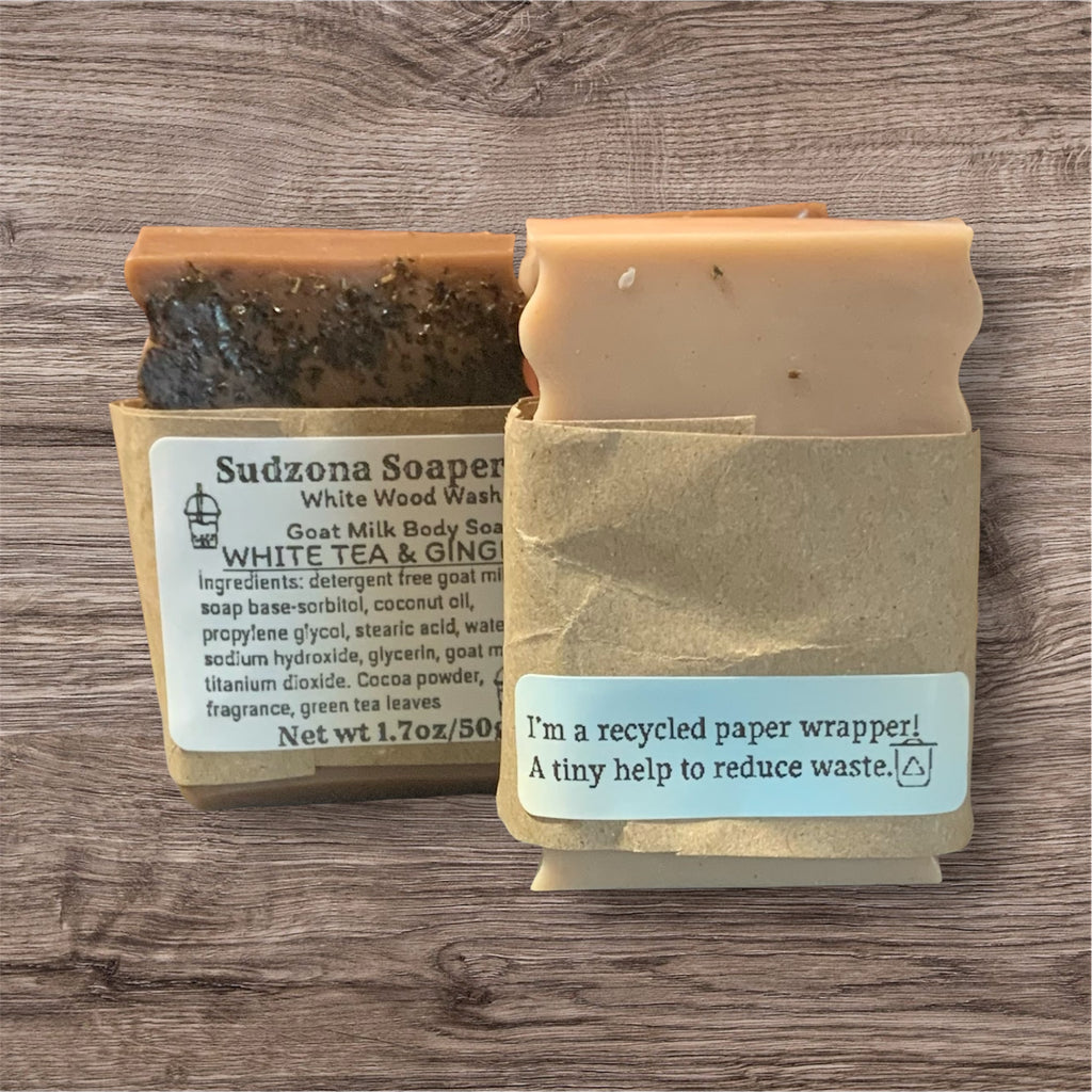 White Wood Wash Goat Milk Body Soap White Tea and Ginger