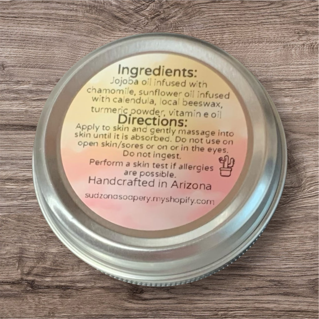 Calendula & Chamomile Herbal Salve – All Natural Balm with Jojoba & Sunflower 2 oz Tin