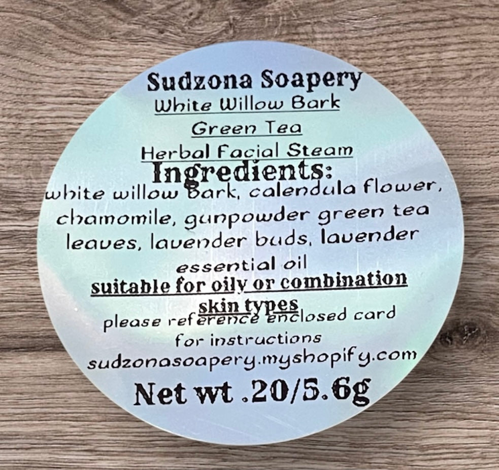 White Willow Bark + Green Tea Herbal Facial Steam-For Oily & Combination Skin