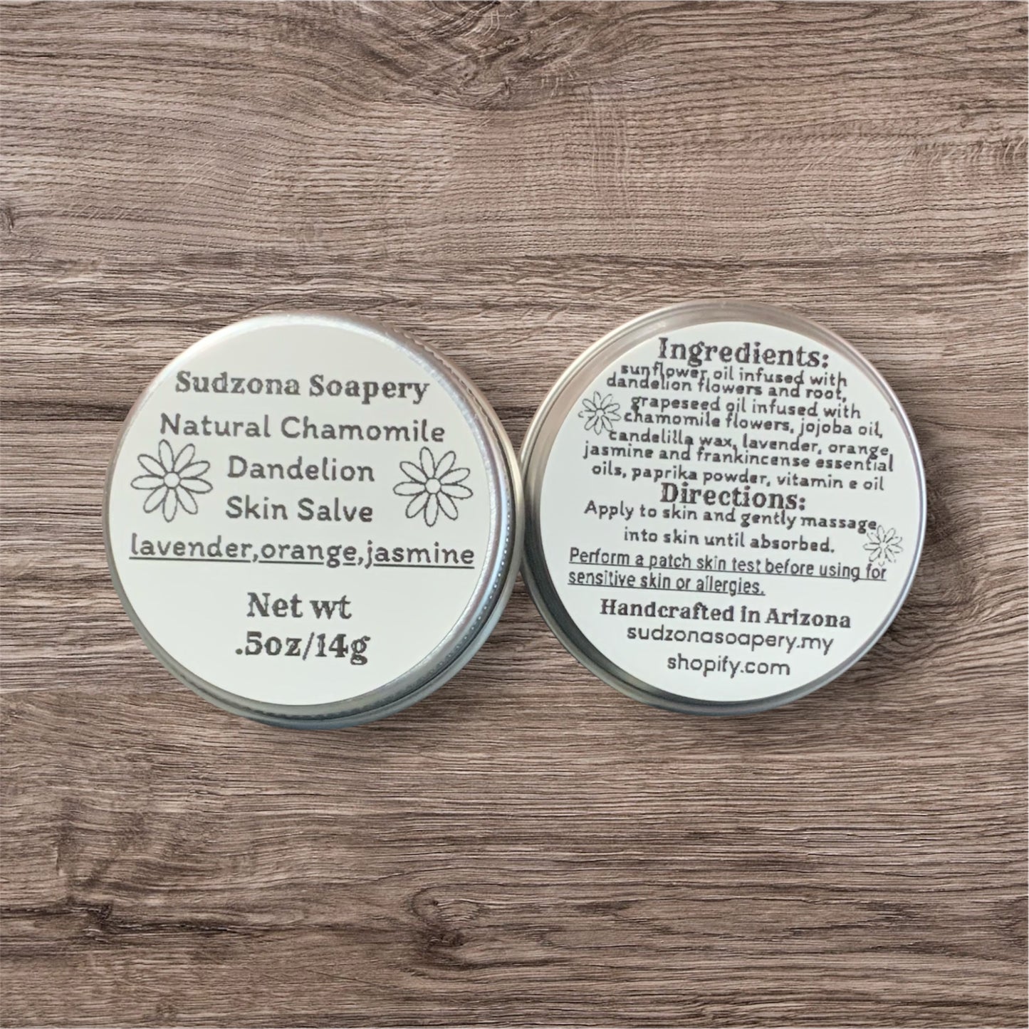 Dandelion & Chamomile Skin Salve .5 oz or 2 oz Tin All Natural Vegan