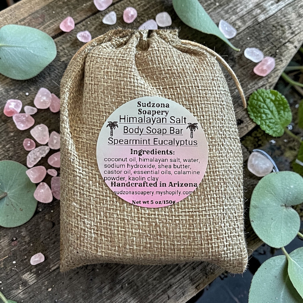 Pink Himalayan Salt Body Soap Bar – Spearmint Eucalyptus